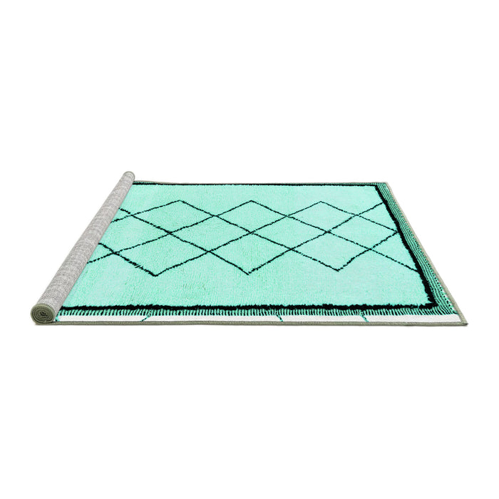Sideview of Machine Washable Solid Turquoise Modern Area Rugs, wshabs2940turq