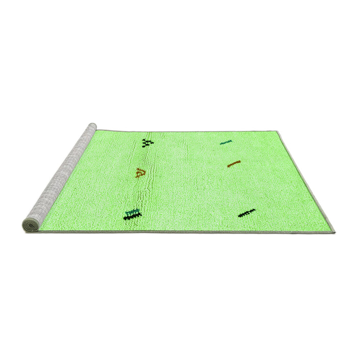 Sideview of Machine Washable Solid Green Modern Area Rugs, wshabs2941grn