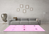 Machine Washable Solid Pink Modern Rug, wshabs2941pnk