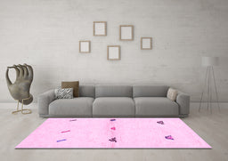 Machine Washable Solid Pink Modern Rug in a Living Room, wshabs2941pnk