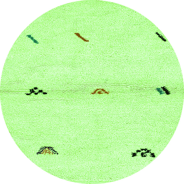 Round Machine Washable Solid Green Modern Area Rugs, wshabs2941grn