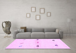 Machine Washable Solid Purple Modern Area Rugs in a Living Room, wshabs2941pur