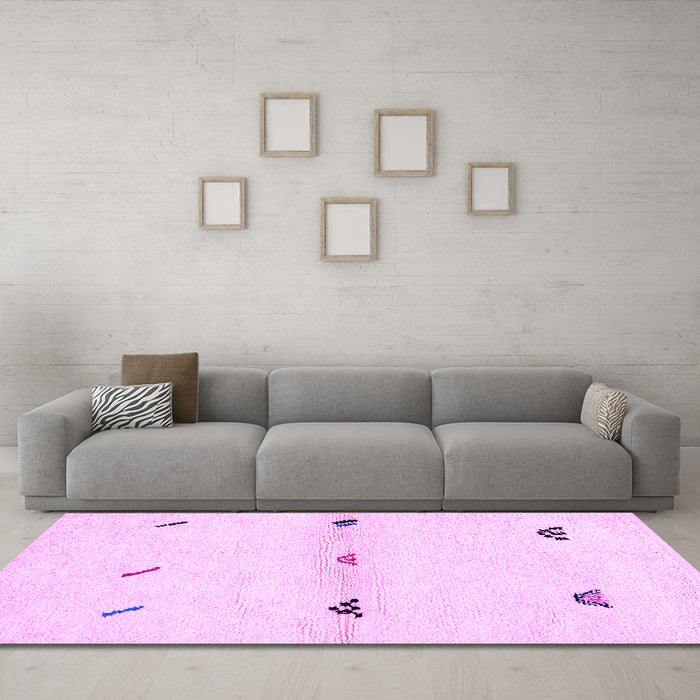 Machine Washable Solid Purple Modern Area Rugs in a Living Room, wshabs2941pur