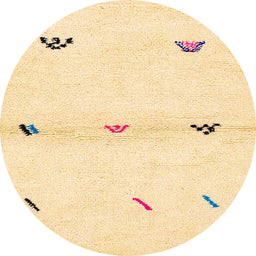 Round Abstract Sun Yellow Solid Rug, abs2941