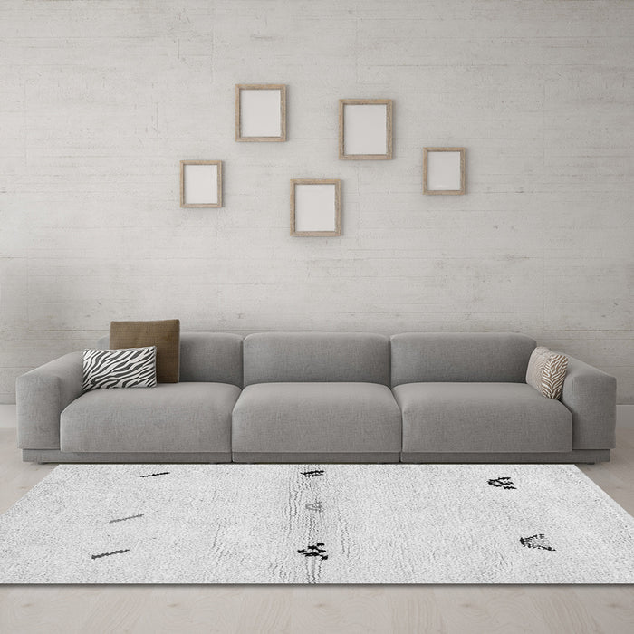 Machine Washable Solid Gray Modern Rug in a Living Room,, wshabs2941gry