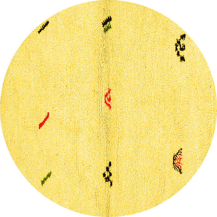 Round Solid Yellow Modern Rug, abs2941yw