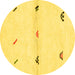 Round Solid Yellow Modern Rug, abs2941yw