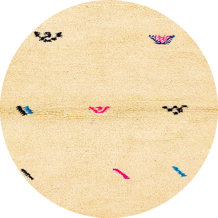 Round Machine Washable Abstract Sun Yellow Rug, wshabs2941