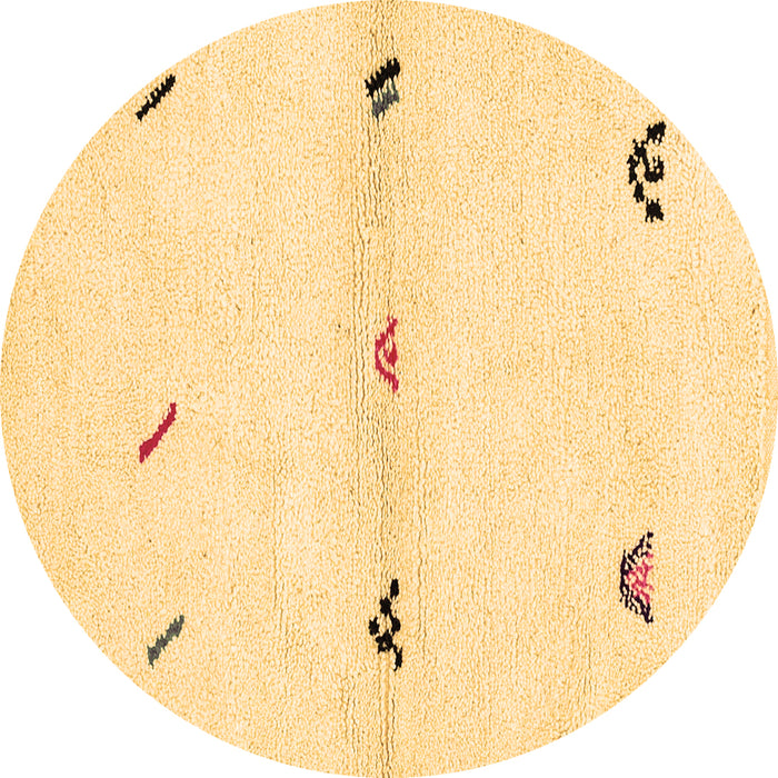 Round Machine Washable Solid Brown Modern Rug, wshabs2941brn