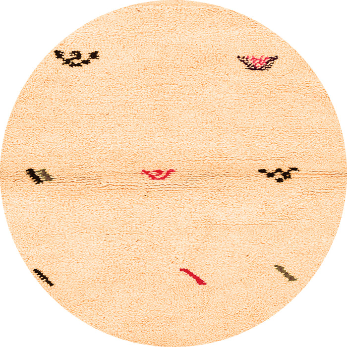 Round Machine Washable Solid Orange Modern Area Rugs, wshabs2941org