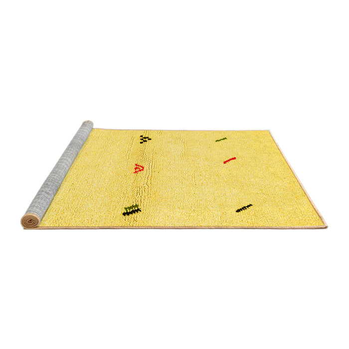 Sideview of Machine Washable Solid Yellow Modern Rug, wshabs2941yw
