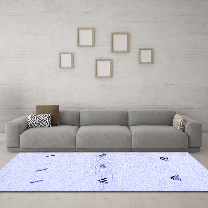 Machine Washable Solid Blue Modern Rug in a Living Room, wshabs2941blu