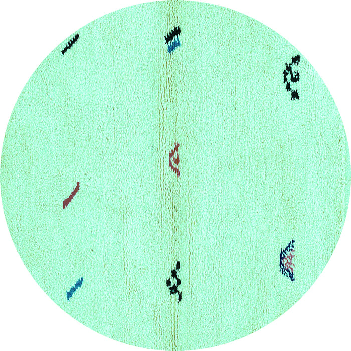 Round Solid Turquoise Modern Rug, abs2941turq