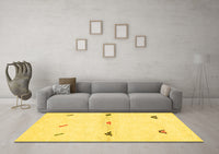 Machine Washable Solid Yellow Modern Rug, wshabs2941yw