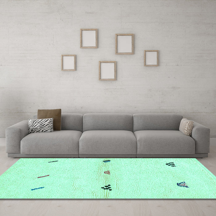 Machine Washable Solid Turquoise Modern Area Rugs in a Living Room,, wshabs2941turq