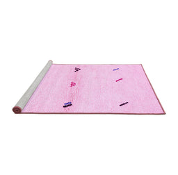 Sideview of Machine Washable Solid Pink Modern Rug, wshabs2941pnk