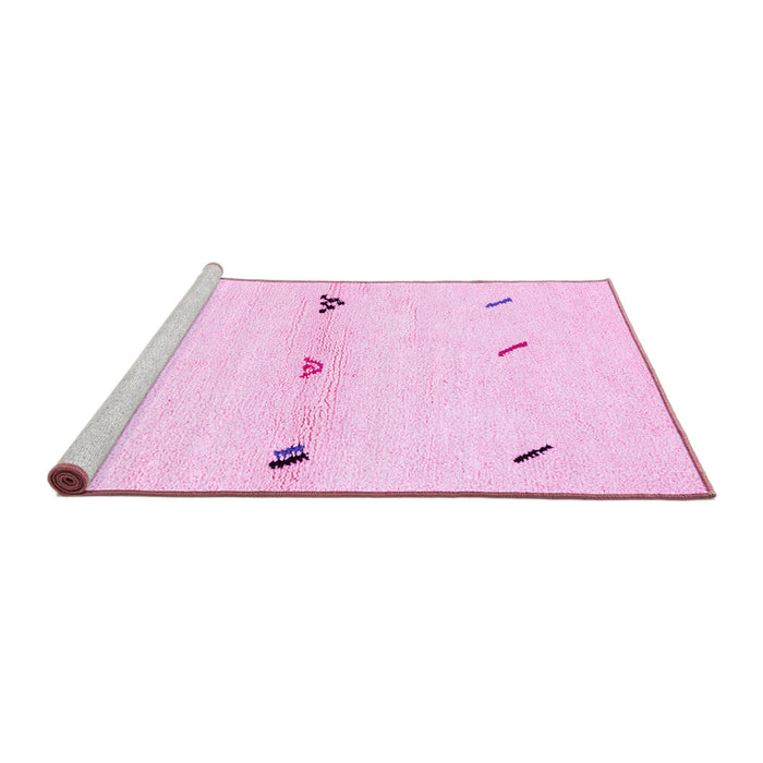 Sideview of Machine Washable Solid Pink Modern Rug, wshabs2941pnk
