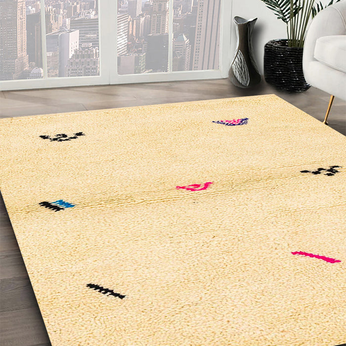 Machine Washable Abstract Sun Yellow Rug in a Family Room, wshabs2941