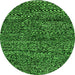 Round Machine Washable Abstract Green Modern Area Rugs, wshabs2942grn