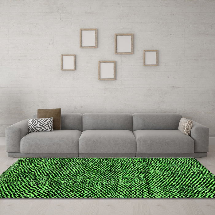 Machine Washable Abstract Green Modern Area Rugs in a Living Room,, wshabs2942grn