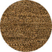 Round Machine Washable Abstract Orange Modern Area Rugs, wshabs2942org