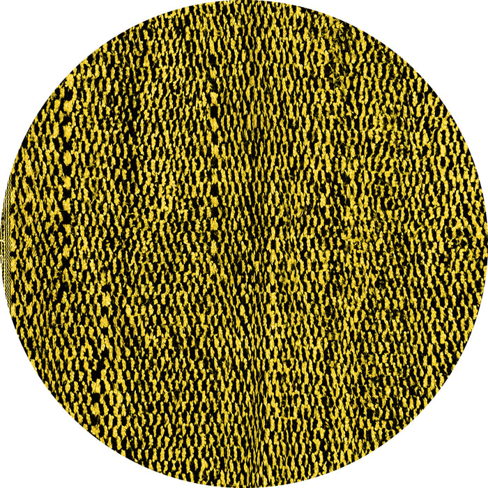 Round Abstract Yellow Modern Rug, abs2942yw