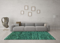 Machine Washable Abstract Turquoise Modern Area Rugs in a Living Room,, wshabs2942turq