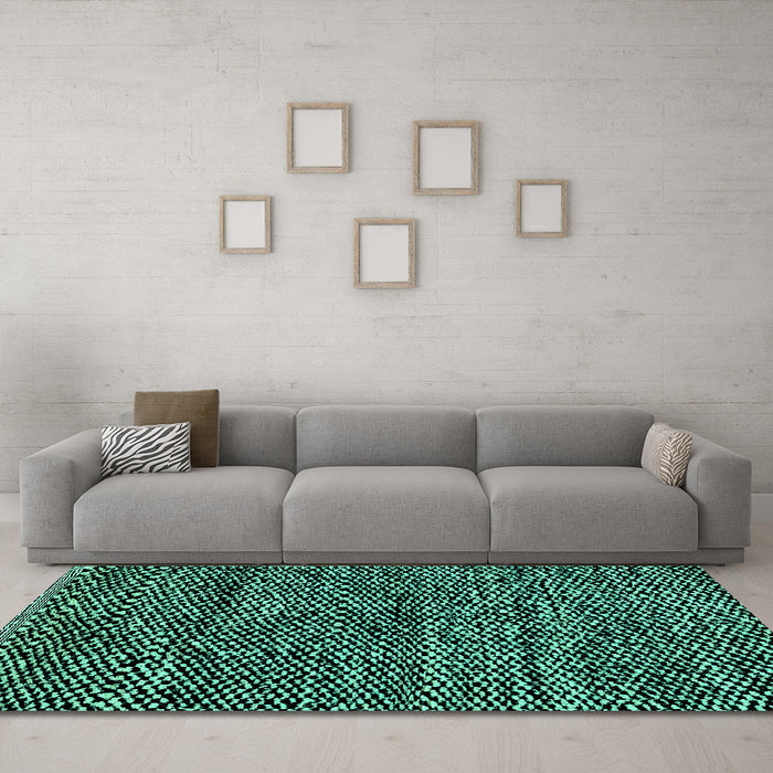 Machine Washable Abstract Turquoise Modern Area Rugs in a Living Room,, wshabs2942turq