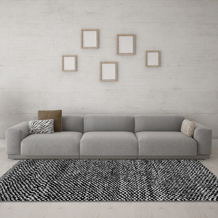 Machine Washable Abstract Gray Modern Rug in a Living Room,, wshabs2942gry