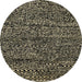 Round Machine Washable Abstract Black Rug, wshabs2942