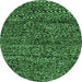 Round Abstract Emerald Green Modern Rug, abs2942emgrn