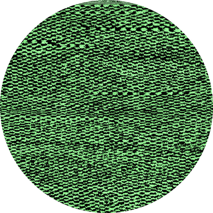 Round Machine Washable Abstract Emerald Green Modern Area Rugs, wshabs2942emgrn