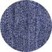 Round Abstract Blue Modern Rug, abs2942blu