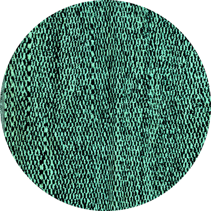 Round Machine Washable Abstract Turquoise Modern Area Rugs, wshabs2942turq