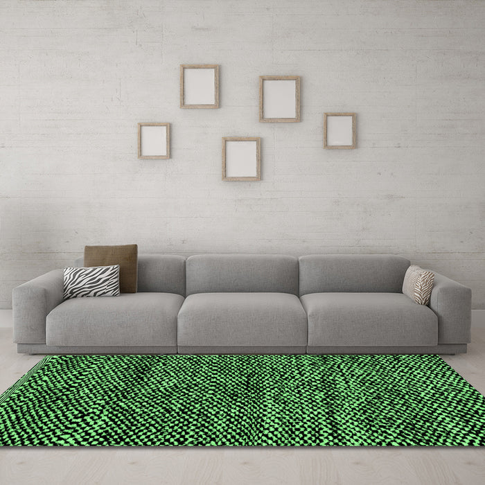 Machine Washable Abstract Emerald Green Modern Area Rugs in a Living Room,, wshabs2942emgrn