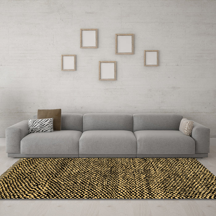 Machine Washable Abstract Brown Modern Rug in a Living Room,, wshabs2942brn