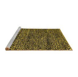 Sideview of Machine Washable Abstract Yellow Modern Rug, wshabs2942yw