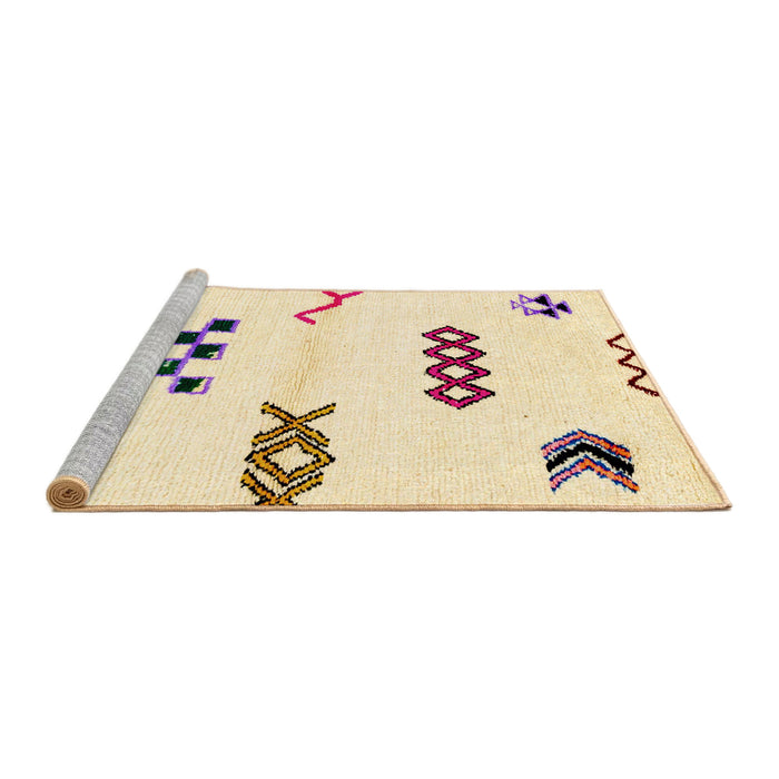 Sideview of Machine Washable Abstract Brown Sugar Brown Rug, wshabs2943