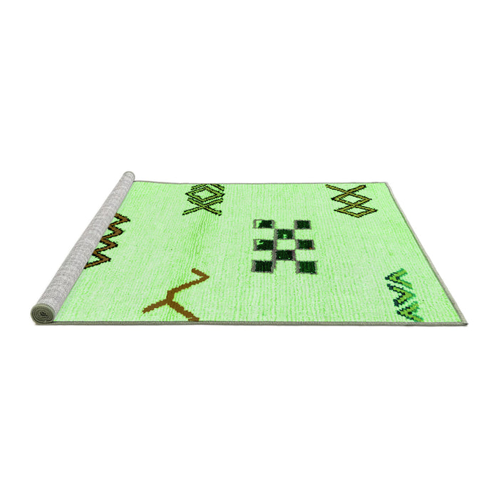 Sideview of Machine Washable Solid Green Modern Area Rugs, wshabs2943grn