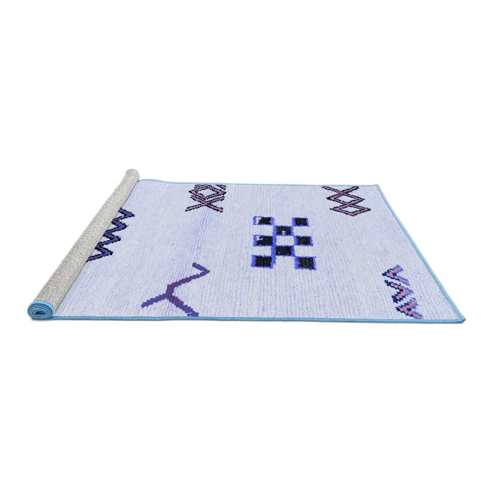 Sideview of Machine Washable Solid Blue Modern Rug, wshabs2943blu