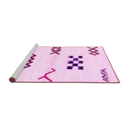 Sideview of Machine Washable Solid Pink Modern Rug, wshabs2943pnk
