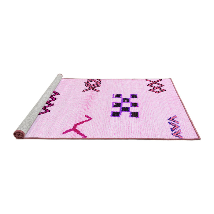 Sideview of Machine Washable Solid Pink Modern Rug, wshabs2943pnk