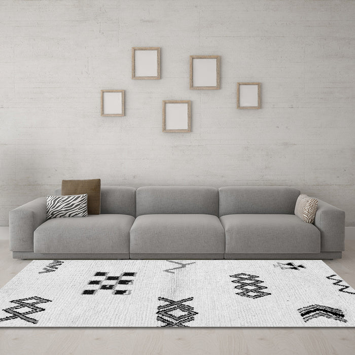 Machine Washable Solid Gray Modern Rug in a Living Room,, wshabs2943gry