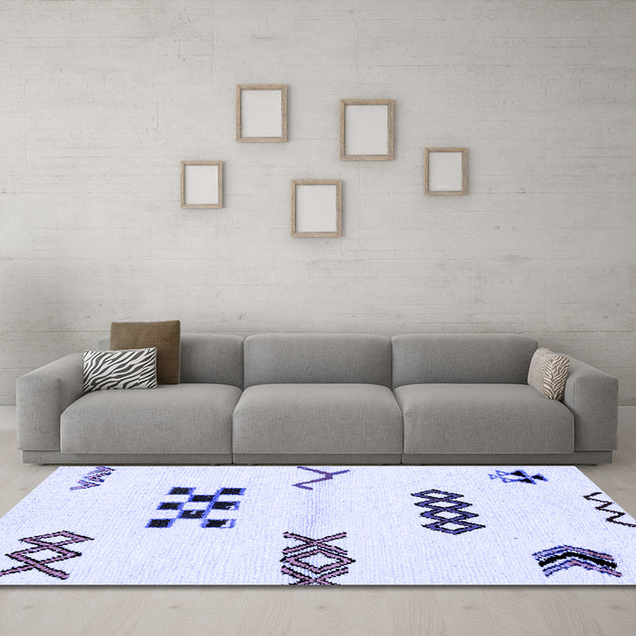 Machine Washable Solid Blue Modern Rug in a Living Room, wshabs2943blu