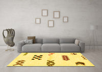 Machine Washable Solid Yellow Modern Rug, wshabs2943yw