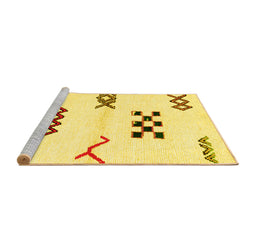 Sideview of Machine Washable Solid Yellow Modern Rug, wshabs2943yw