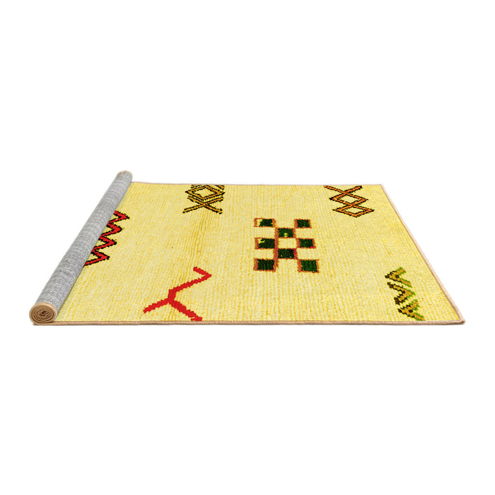 Sideview of Machine Washable Solid Yellow Modern Rug, wshabs2943yw