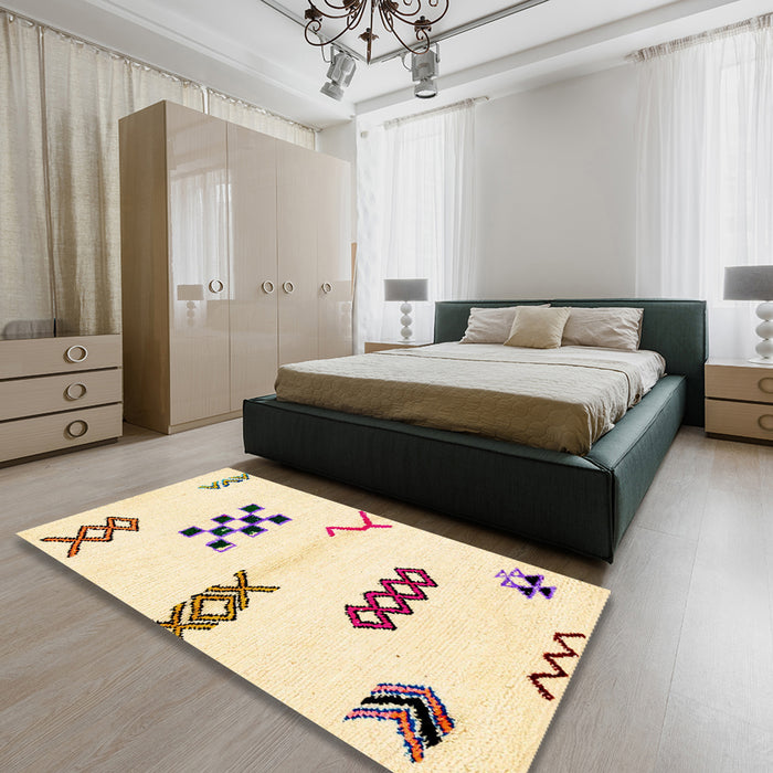 Abstract Brown Solid Rug in a Bedroom, abs2943