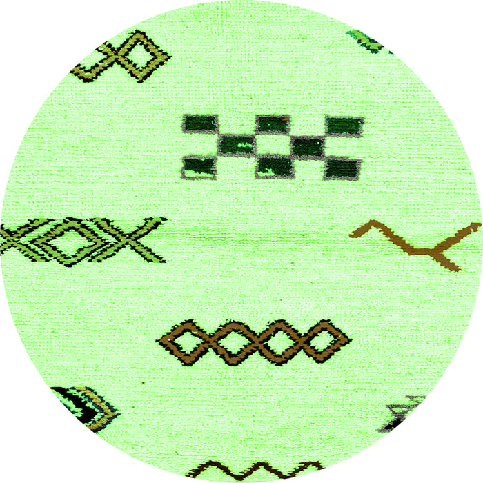 Round Machine Washable Solid Green Modern Area Rugs, wshabs2943grn