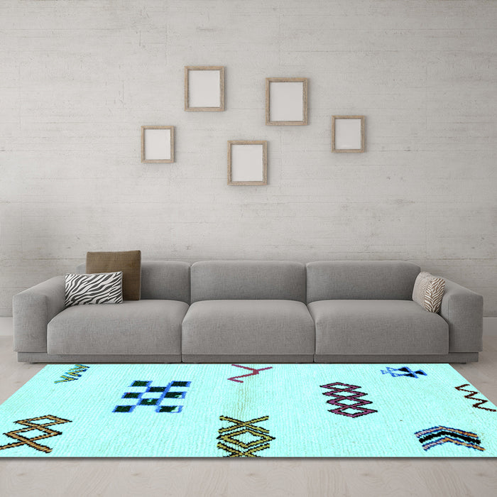 Machine Washable Solid Light Blue Modern Rug in a Living Room, wshabs2943lblu